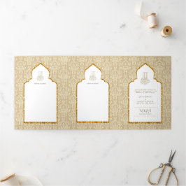 LeahG Gold White Islamic Wedding lädt ein Dreifach Gefaltete Einladung