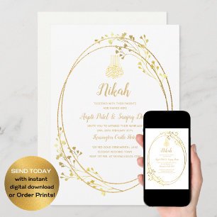 LeahG Gold White Islamic Wedding lädt ein Einladung