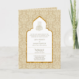 LeahG Gold White Islamic Wedding lädt ein Karte