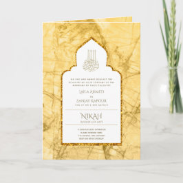 LeahG Gold White Islamic Wedding lädt ein Karte