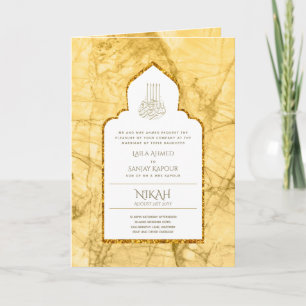LeahG Gold White Islamic Wedding lädt ein Karte