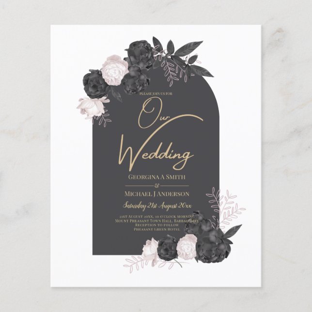 LeahG Gray Pink Roses Modern Herbst Winter Wedding (Vorderseite)