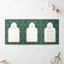 LeahG Green Gold Islamische Hochzeit lädt ein
