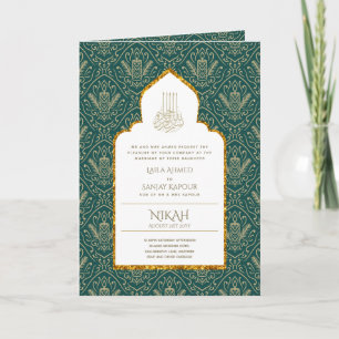 LeahG Green Gold Islamische Hochzeit lädt ein Karte