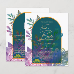 LeahG Green Lila Gold JEWEL TONES Wedding INVITE
