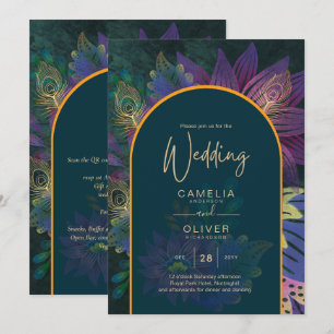 LeahG Green Lila Gold JEWEL TONES Wedding INVITE Einladung