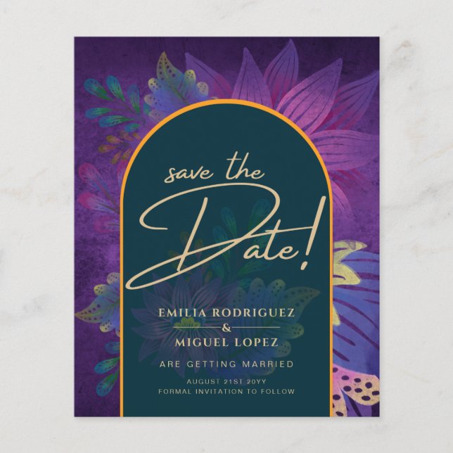 LeahG Green Lila Gold JEWEL TONES Wedding INVITE Flyer (Vorne)