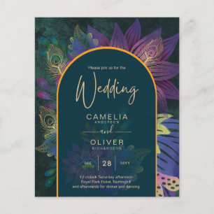 LeahG Green Lila Gold JEWEL TONES Wedding INVITE Flyer