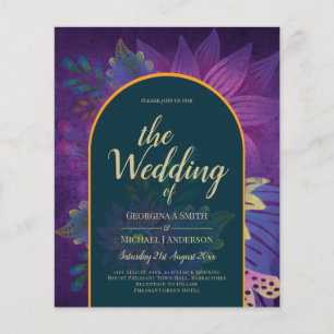 LeahG Green Purple Gold JEWEL TÖNE Hochzeit EINLAD Flyer