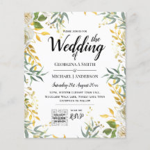 LeahG Greenery Gold Hochzeit QR CODE RSVP EINLADUN