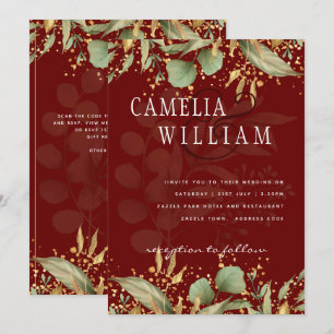 LeahG Greenery Gold Wedding laden viele FARBEN ein Einladung
