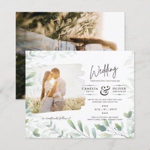 LeahG Greenery Leaves FOTO OVERLAY Wedding Einladu