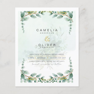 LeahG Grünzeug Eukalyptus Goldene Hochzeitseinladu Flyer
