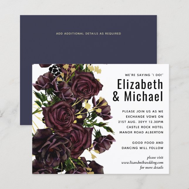 LeahG HAUSHALT Dunkle PLUM-Rose Hochzeit (Vorne/Hinten)