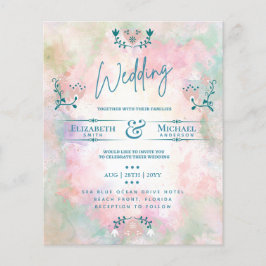 LeahG HAUSHALT Hochzeit Einladung Folk Art Aquamar