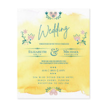LeahG HAUSHALT Hochzeit Einladung Folk Art Gelb Aq
