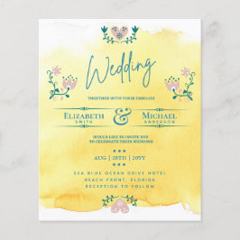 LeahG HAUSHALT Hochzeit Einladung Folk Art Gelb Aq