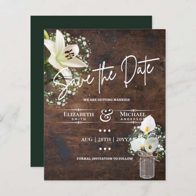 LeahG HAUSHALT Save the Date Cala Lilien (Vorne/Hinten)