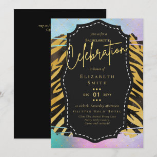 LeahG Hübsch Girly Bachelorette Glam Animal Prints Einladung