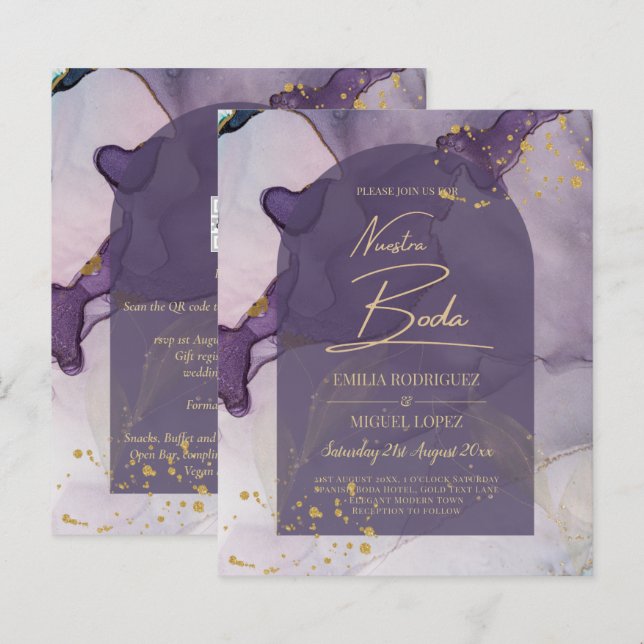LeahG Ink Ombre Lila Lavender Gold Wedding (Vorne/Hinten)