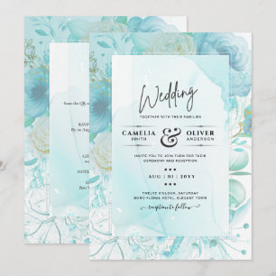 LeahG INK Sea Glass Türkis Aqua Abstrakt INVITE Einladung