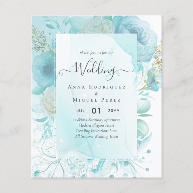 LeahG INK Sea Glass Türkis Aqua Abstrakt INVITE Flyer (Vorne)