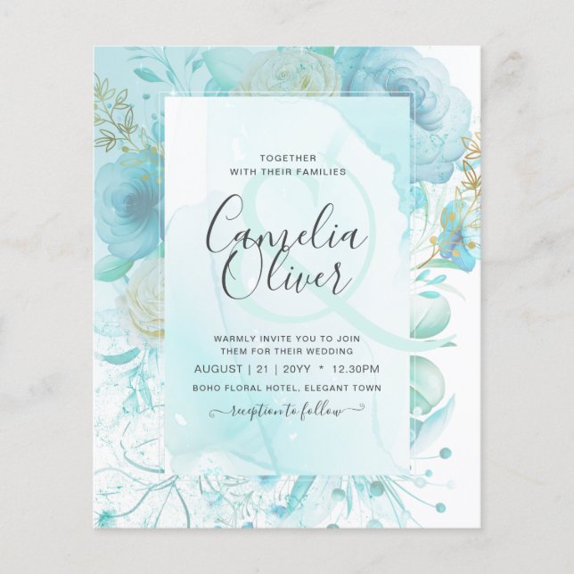 LeahG INK Sea Glass Türkis Aqua Abstrakt INVITE Flyer (Vorne)