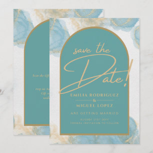 LeahG INK Sea Glass Türkis Aquamarin Gold INVITE Einladung