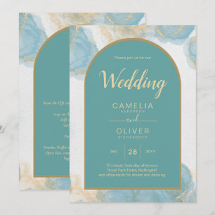 LeahG INK Sea Glass Türkis Aquamarin Gold INVITE Einladung