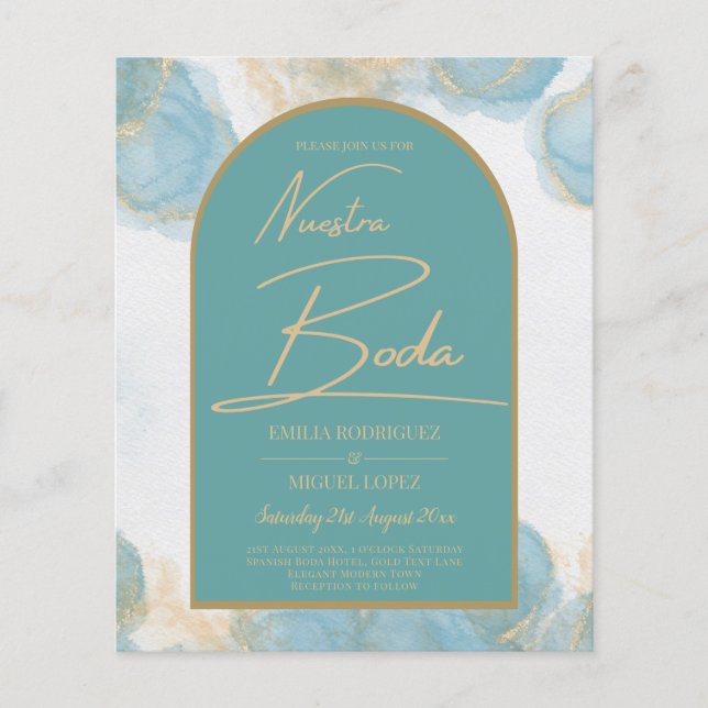 LeahG INK Sea Glass Türkis Aquamarin Gold INVITE Flyer (Vorne)