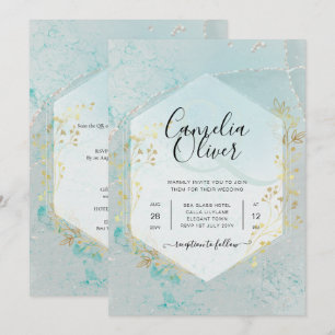 LeahG INK Sea Glass Türkis Gold Aqua INVITE Einladung