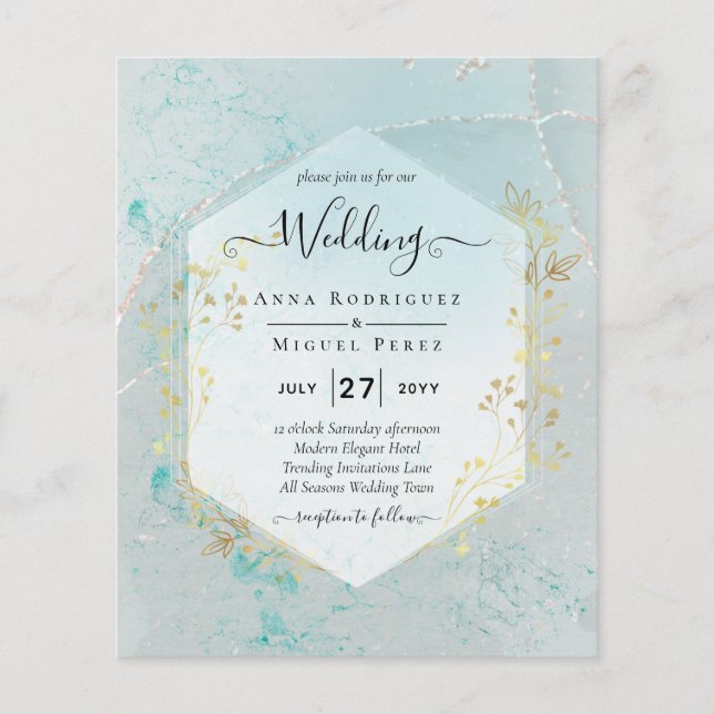 LeahG INK Sea Glass Türkis Gold Aqua INVITE Flyer (Vorne)