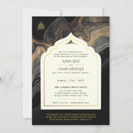 LeahG Islamische Wedding Black Gold Moschee Elegan Einladung
