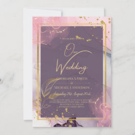 LeahG® Lavender INK Mauve Lila Gold Wedding Einladung