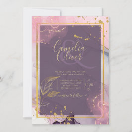 LeahG® Lavender INK Mauve Lila Gold Wedding Einladung