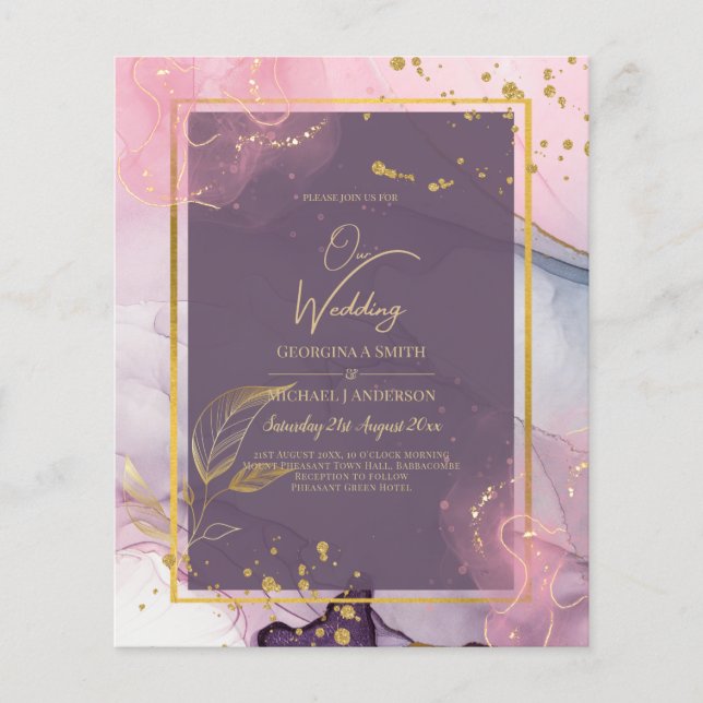LeahG® Lavender INK Mauve Lila Gold Wedding Flyer (Vorne)