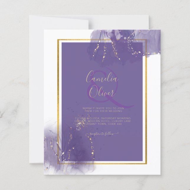 LeahG LILA GOLD Wedding Lavender ALCOHOL INK (Vorderseite)