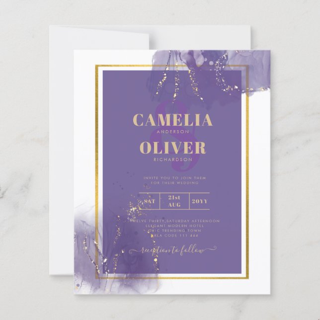 LeahG LILA GOLD Wedding Lavender ALCOHOL INK (Vorderseite)