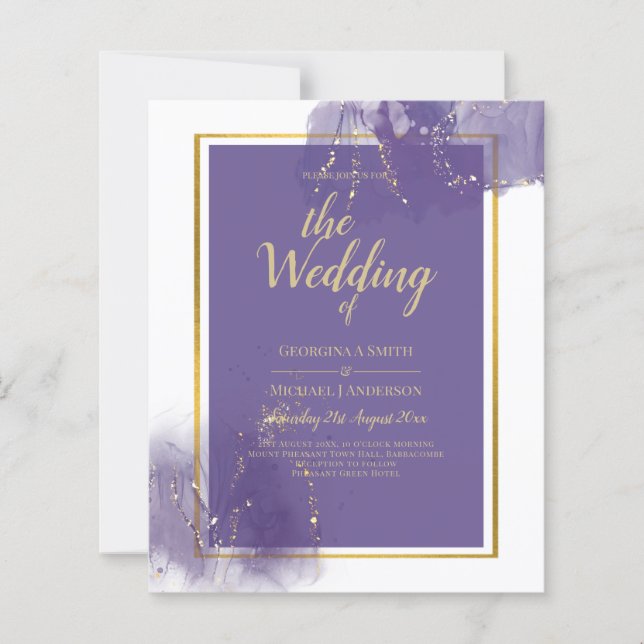 LeahG LILA GOLD Wedding Lavender ALCOHOL INK (Vorderseite)