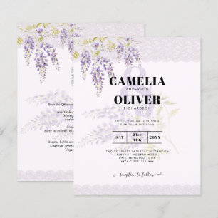 LeahG Lila WISTERIA Lace Floral Wedding INVITE