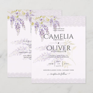 LeahG Lila WISTERIA Lace Floral Wedding INVITE