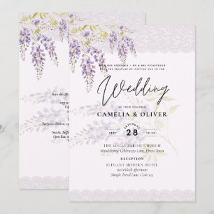 LeahG Lila WISTERIA Lace Floral Wedding INVITE Einladung