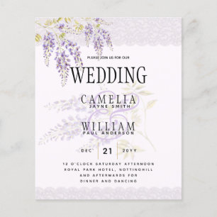 LeahG Lila WISTERIA Lace Floral Wedding INVITE Flyer
