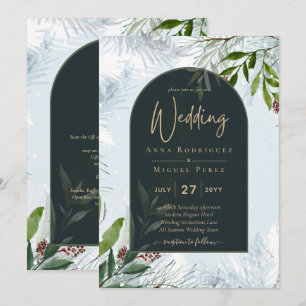 LeahG Mariage d'hiver Aqua Blue Green INVITATION