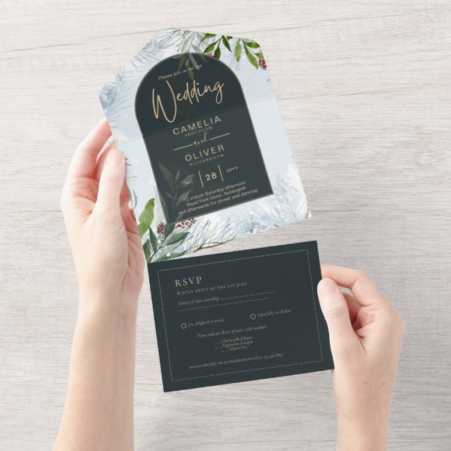 LeahG Mariage d'hiver Aqua Blue Green INVITATION (Déchirure)