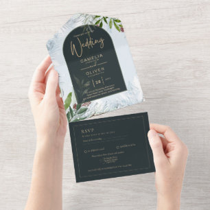 LeahG Mariage d'hiver Aqua Blue Green INVITATION