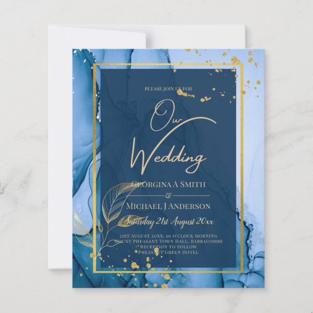 LeahG® Navy Blue Gold Alkohol Tinte Wedding (Vorderseite)