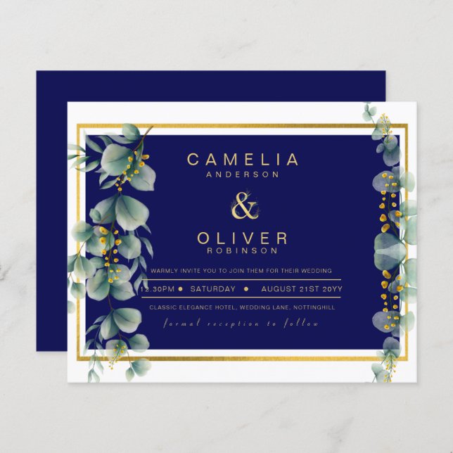 LeahG NAVY BLUE GOLD Greenery Eukalyptus Wedding (Vorne/Hinten)