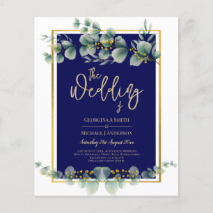 LeahG NAVY BLUE GOLD Greenery Eukalyptus Wedding Flyer