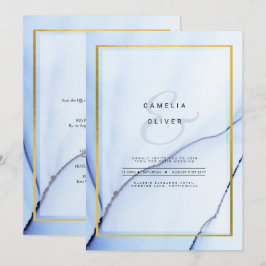 LeahG Navy Blue Gold INK Abstrakt Wedding INVITE Einladung